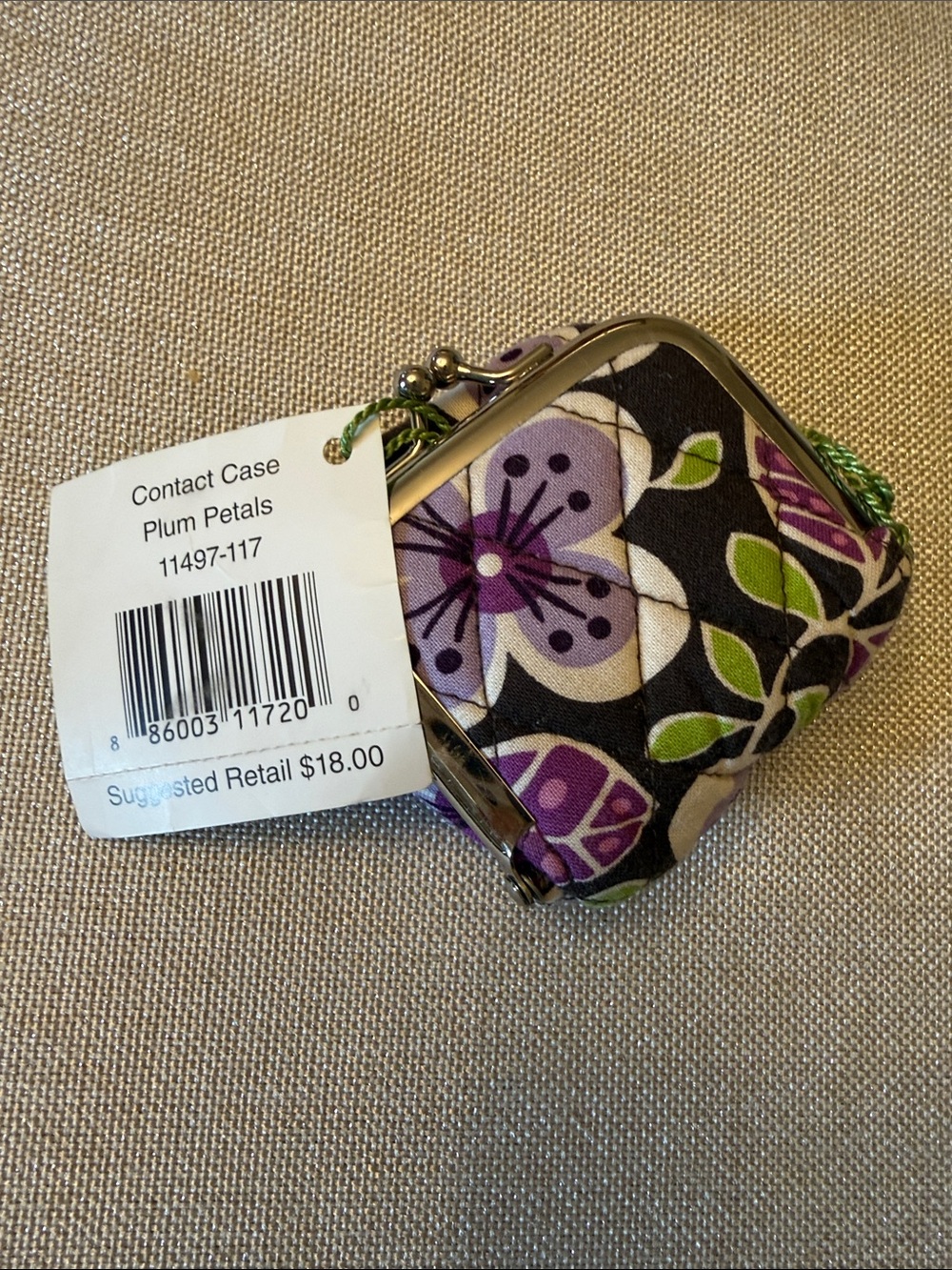 Vera Bradley Contact Case Plum Petals Small Coin Purse - Plum Floral